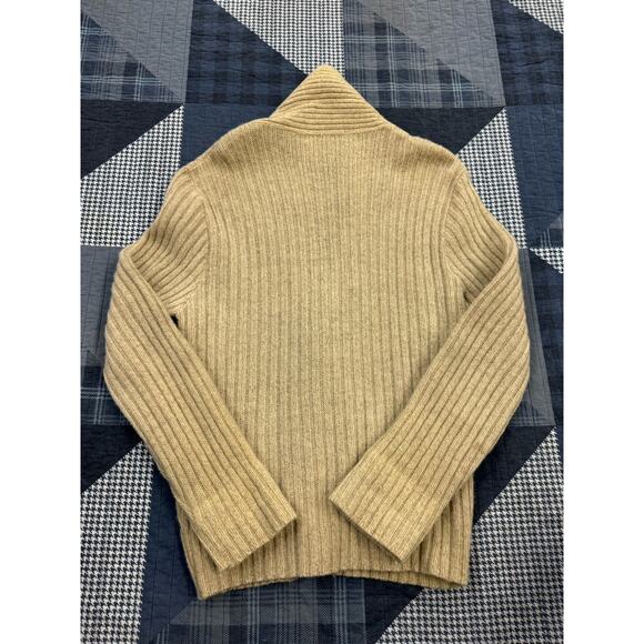 Vintage 70s Collar Cardigan Sweater Cable Knit Button Wool Sweater Mens Size L - Picture 3 of 7